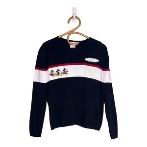 Disney Mickey Sport Crewneck NWOT Black White Red Stripes Crewneck Sweater Small